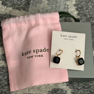 Kate spade mini squared huggie earrings black gold